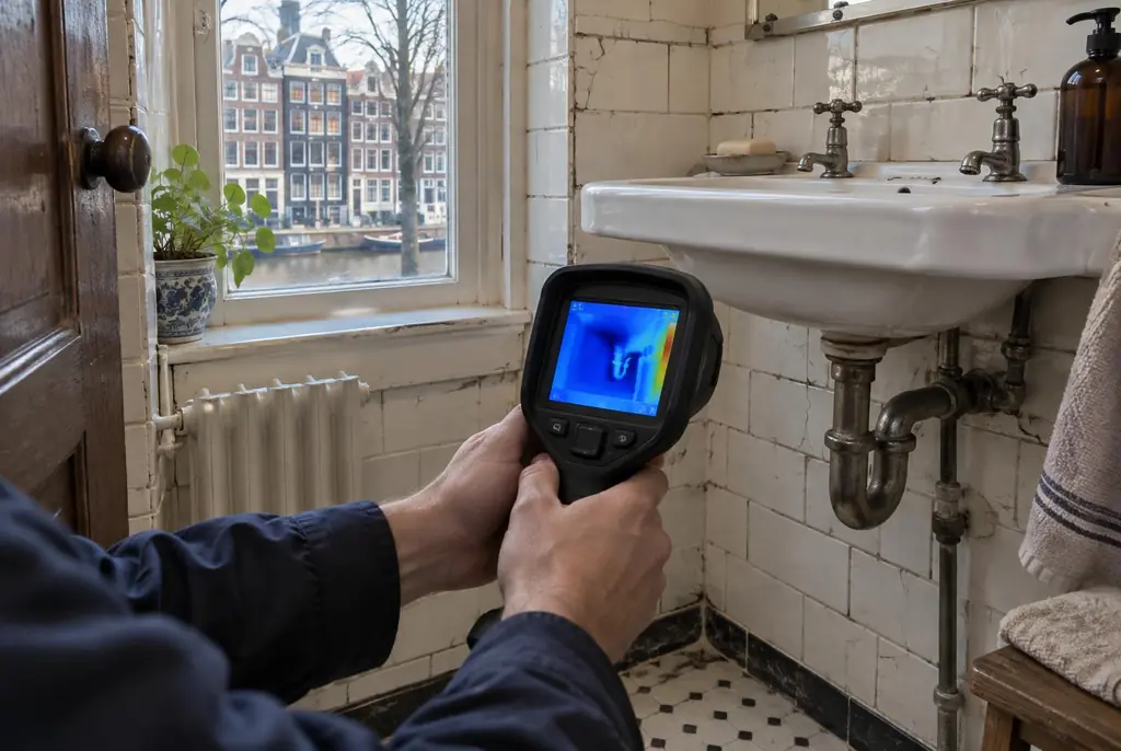 Lekdetectie Zaltbommel – badkamer met oude leidingen achter de tegels