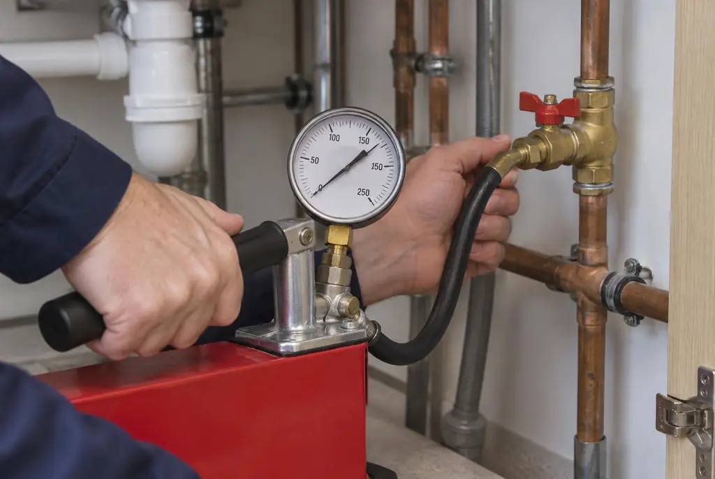 Lekdetectie Zaltbommel – druktest op een waterleiding met een manometer
