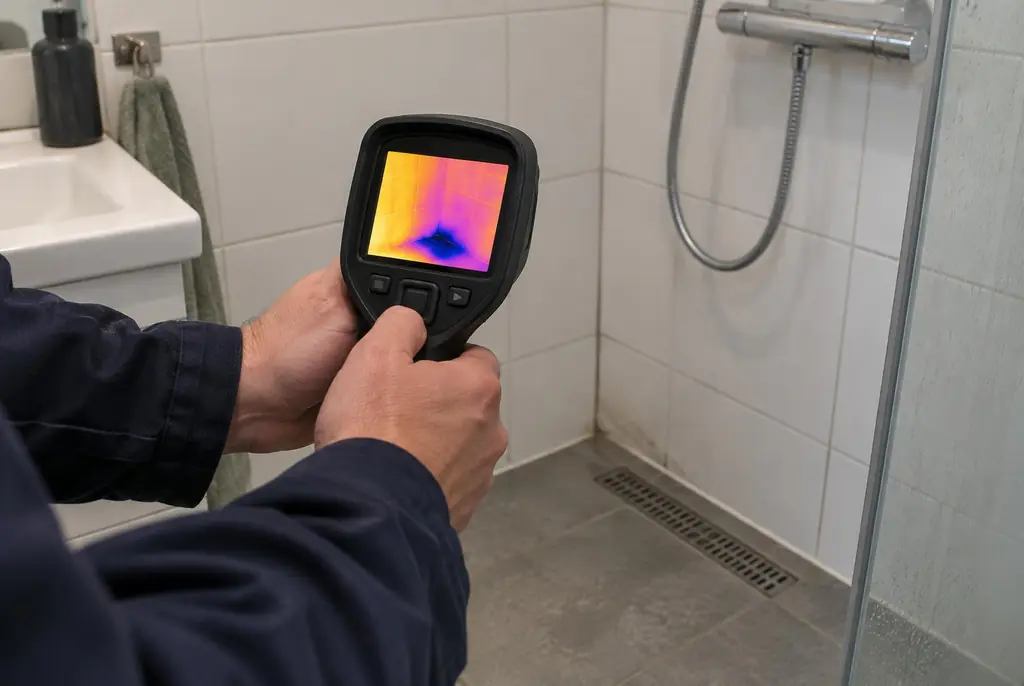 Lekdetectie Zaltbommel – lekdetectiespecialist met warmtebeeldcamera in een badkamer